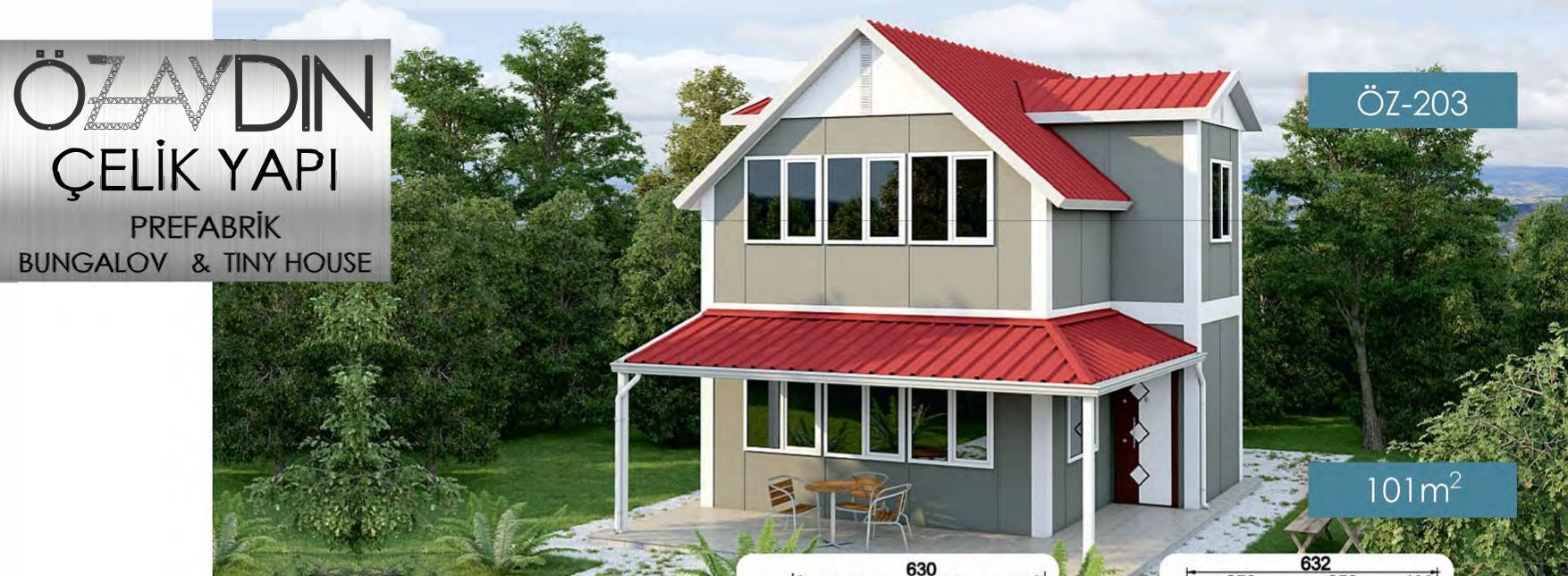 ÖZ-203 Hafif Çelik 2 Katlı 101m²