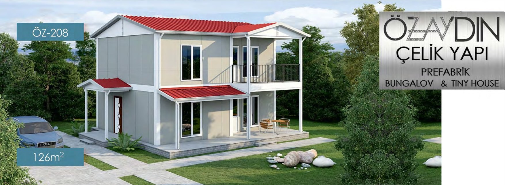 ÖZ-208 Hafif Çelik 2 Katlı 126m²