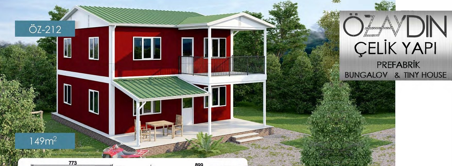 ÖZ-212 Hafif Çelik 2 Katlı 149m²